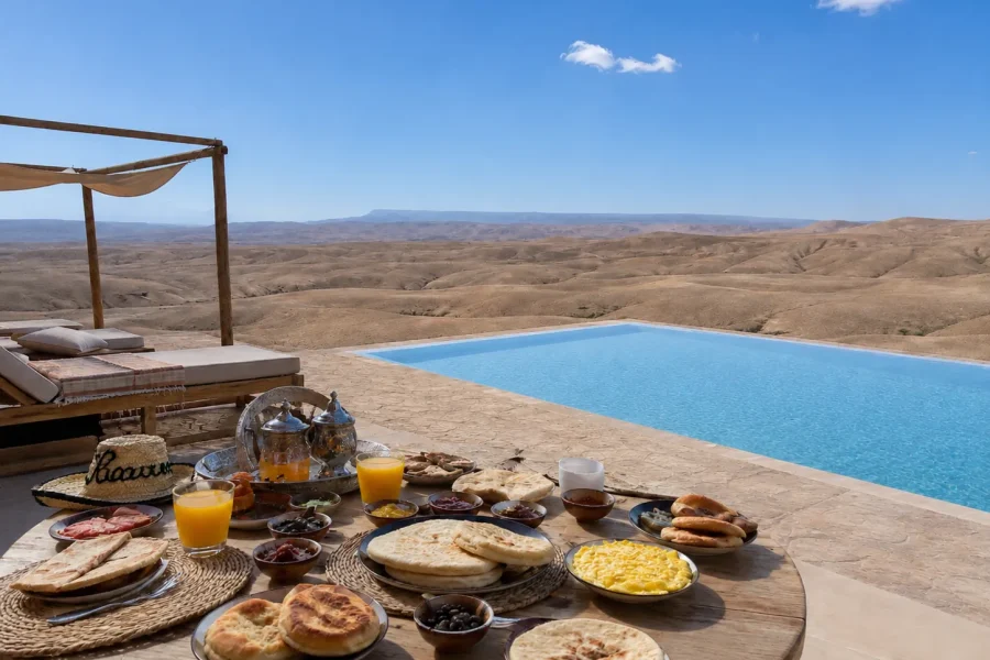 🕓Agafay Desert Sunrise, Moroccan Breakfast and Pool Access