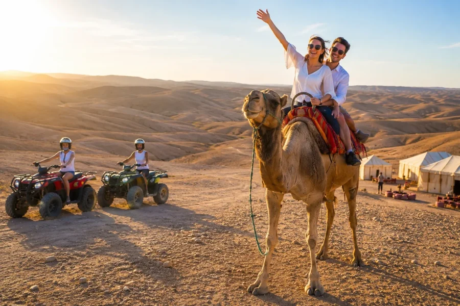 🕓Marrakech:Agafay Desert Packge,Camel ,Sunset and Dinner Show